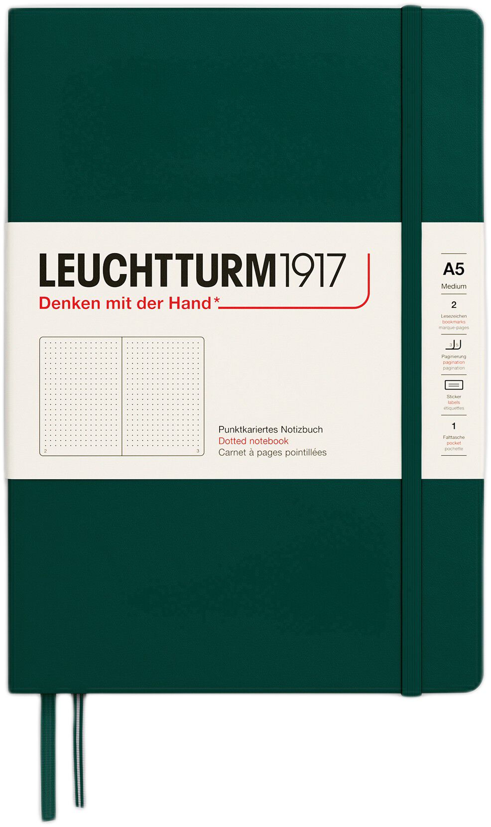 LT1917 Notesbog A5 Prikket HC - Forest Green 367255