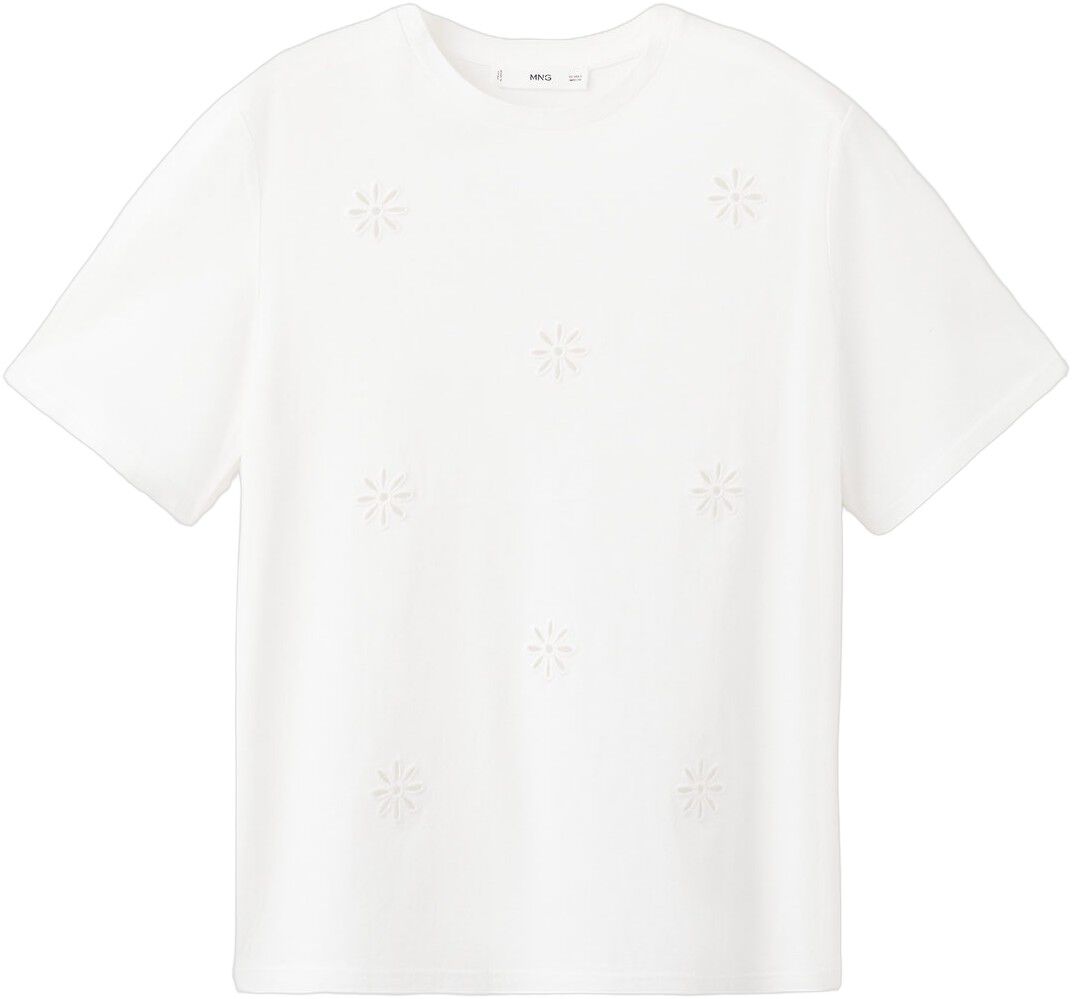 Embroidered cutwork cotton T-shirt