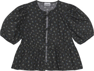 Printed Cotton Peplum Blouse