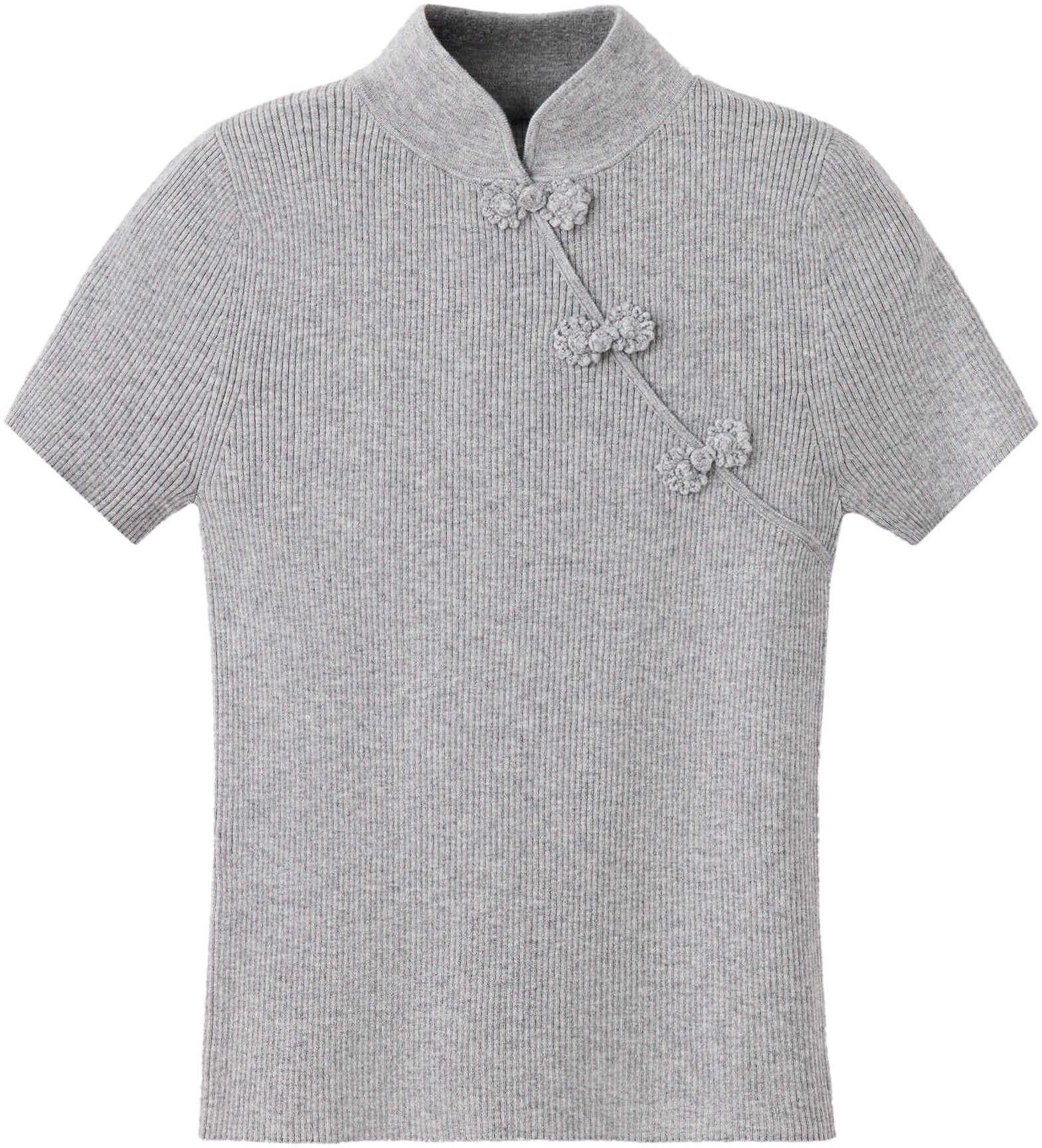 Ribbed knitted jumper with frog clo