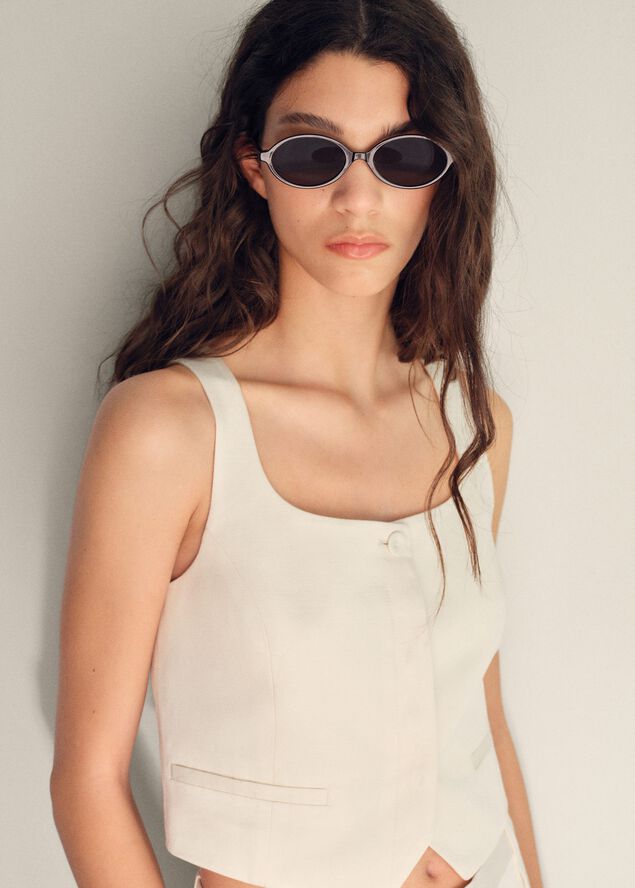 Linen-blend suit waistcoat