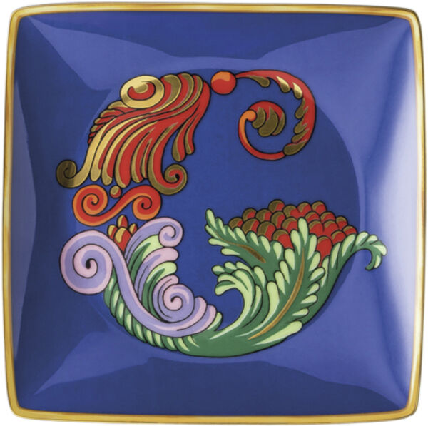 Bowl 12cm sq. flat, Holiday Alphabet G, Versace