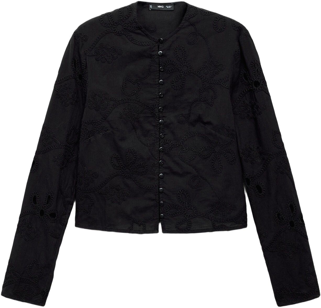 Embroidered blouse with buttons