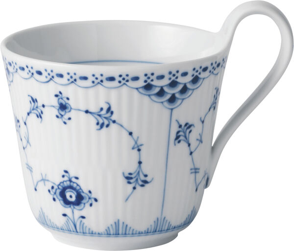Blue Fluted Half Lace kopp med högt handtag 33 cl