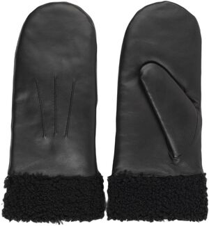 MATERA - FEMININE LEATHER MITTENS W/ CURLY SHEARLING