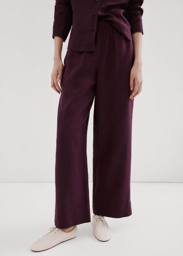 Straight linen-blend trousers