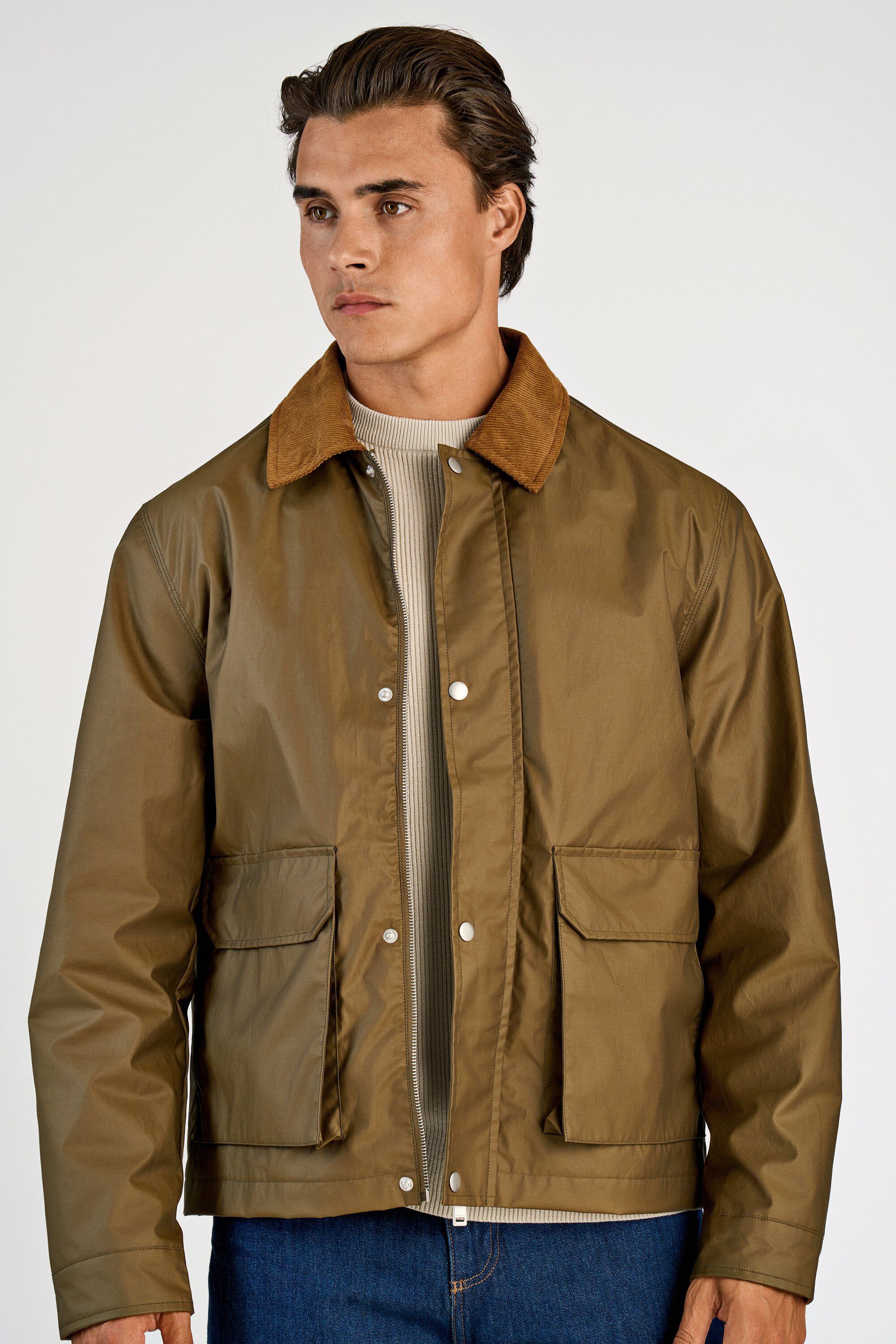Field jacket w corduroy collar