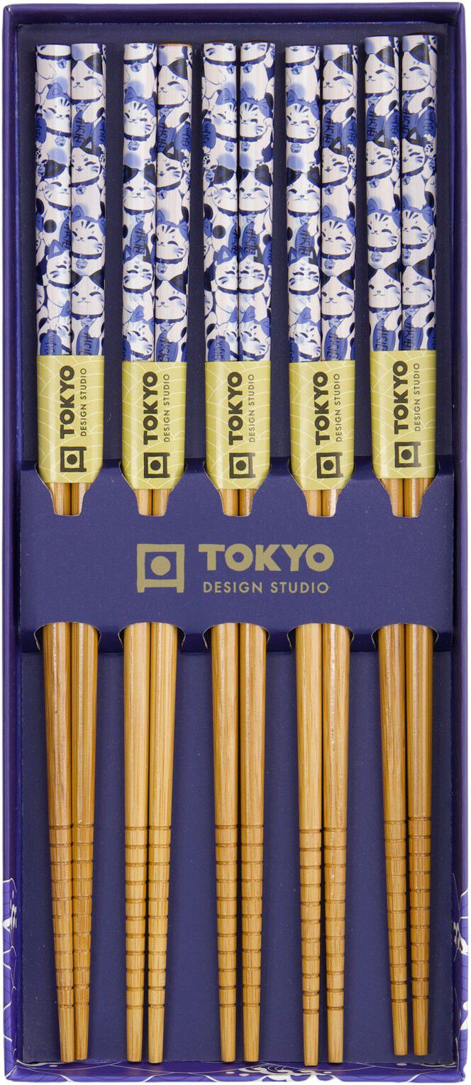 Chopstick Giftset/5 Blue Lucky Cat 33522 1/100