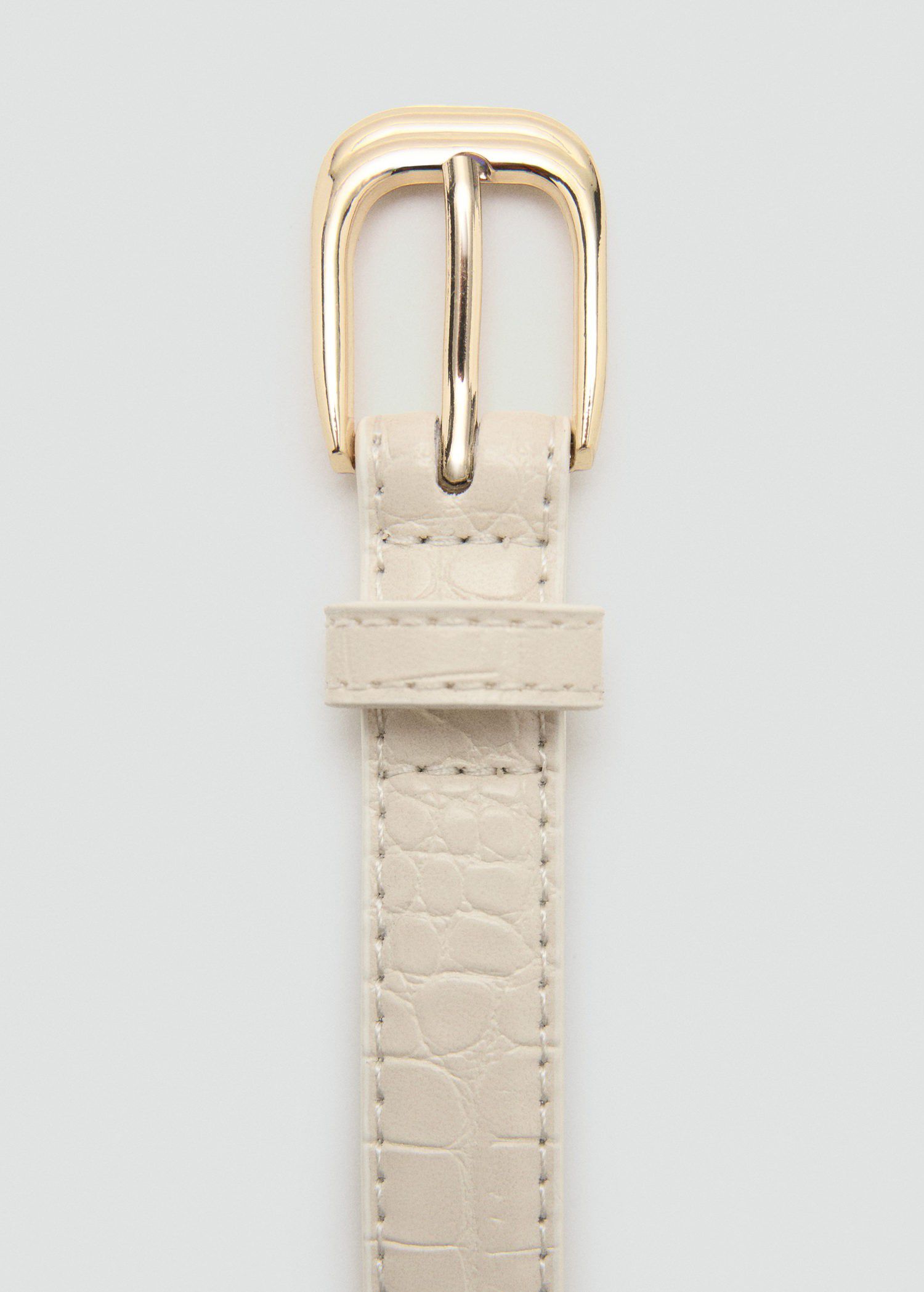 Thin faux crocodile leather belt