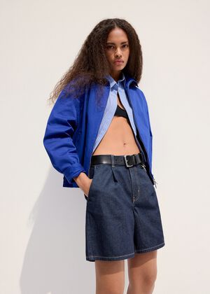 Mid-rise denim bermuda shorts with