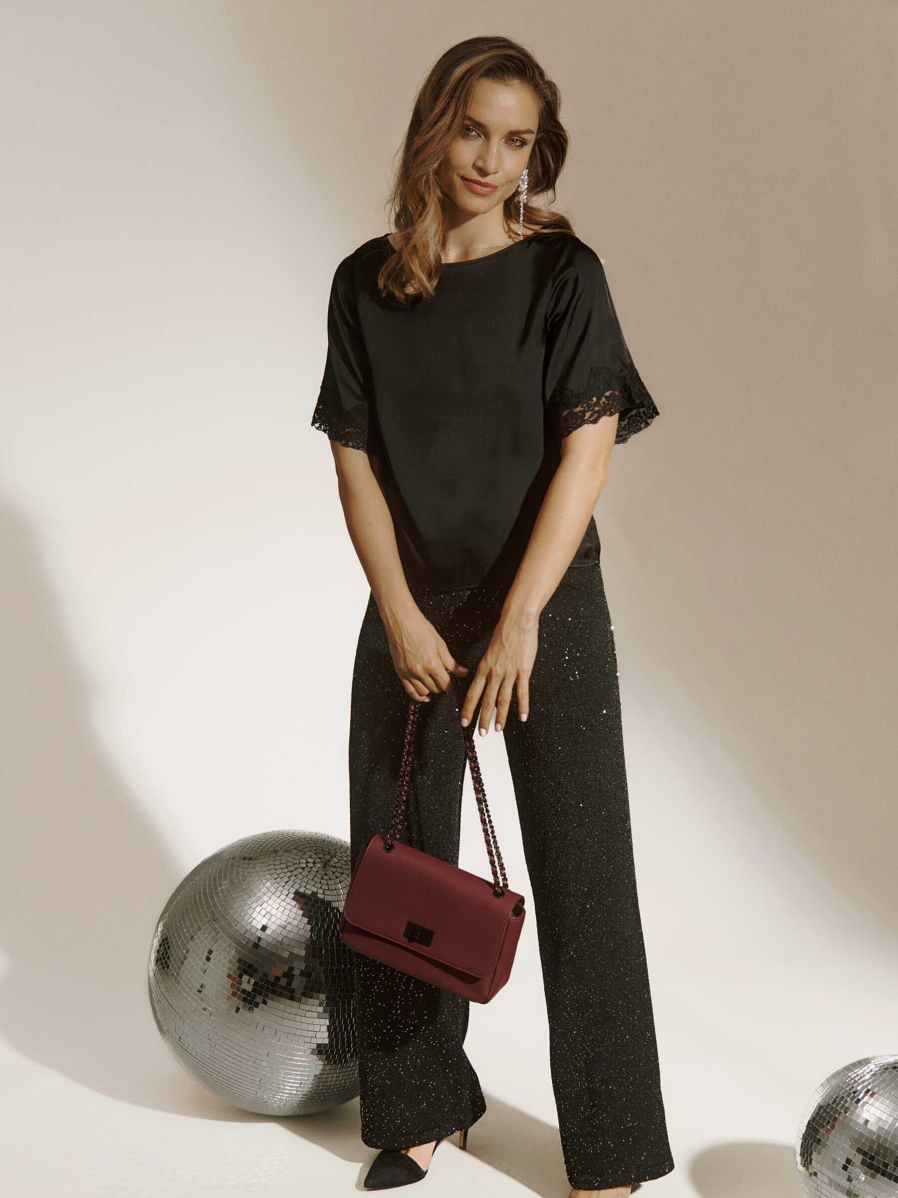 RWSatina SS Lace Boatneck Blouse