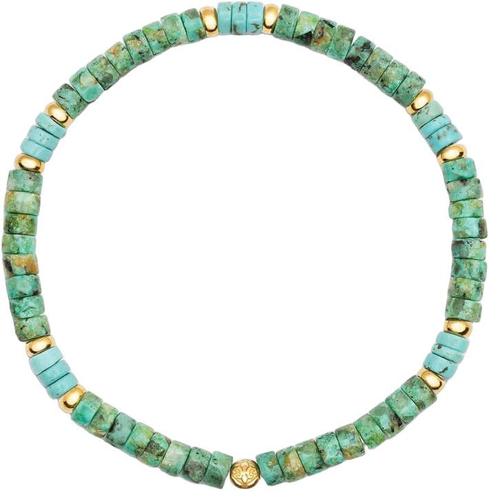 Men's Wristband with Turquoise and African Turquoise Heishi Beads