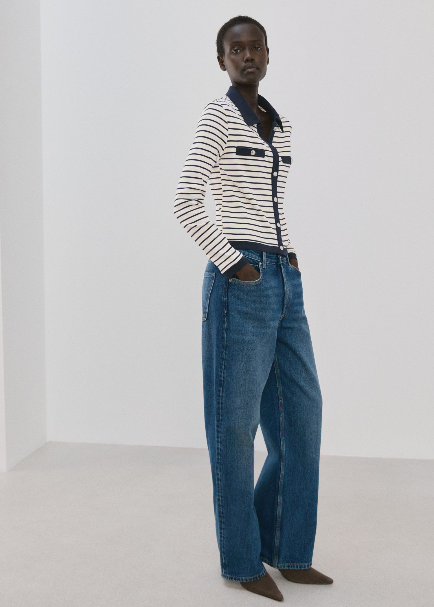 Striped cardigan with jewel buttons