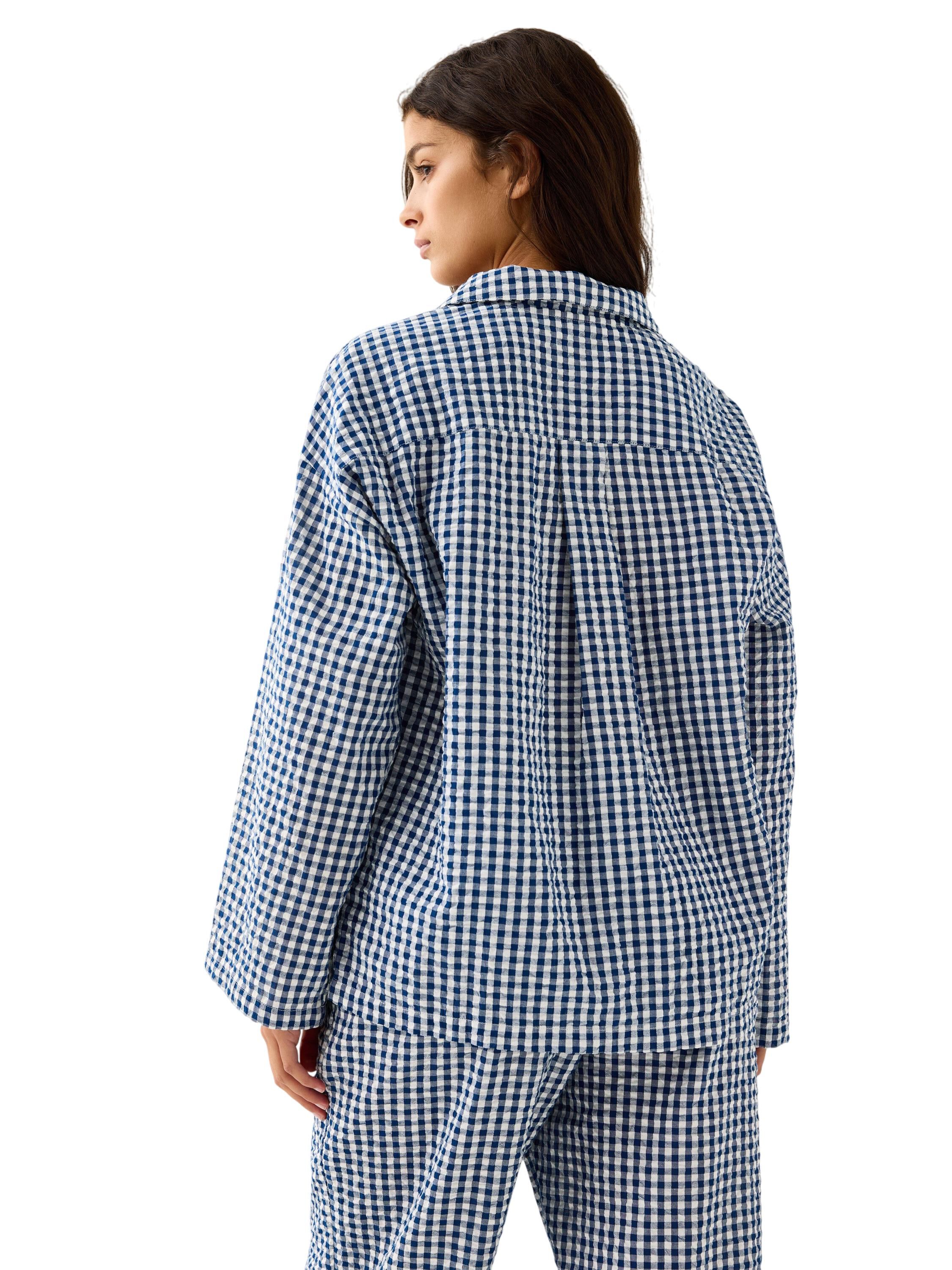 Pyjama shirt in seersucker with lon