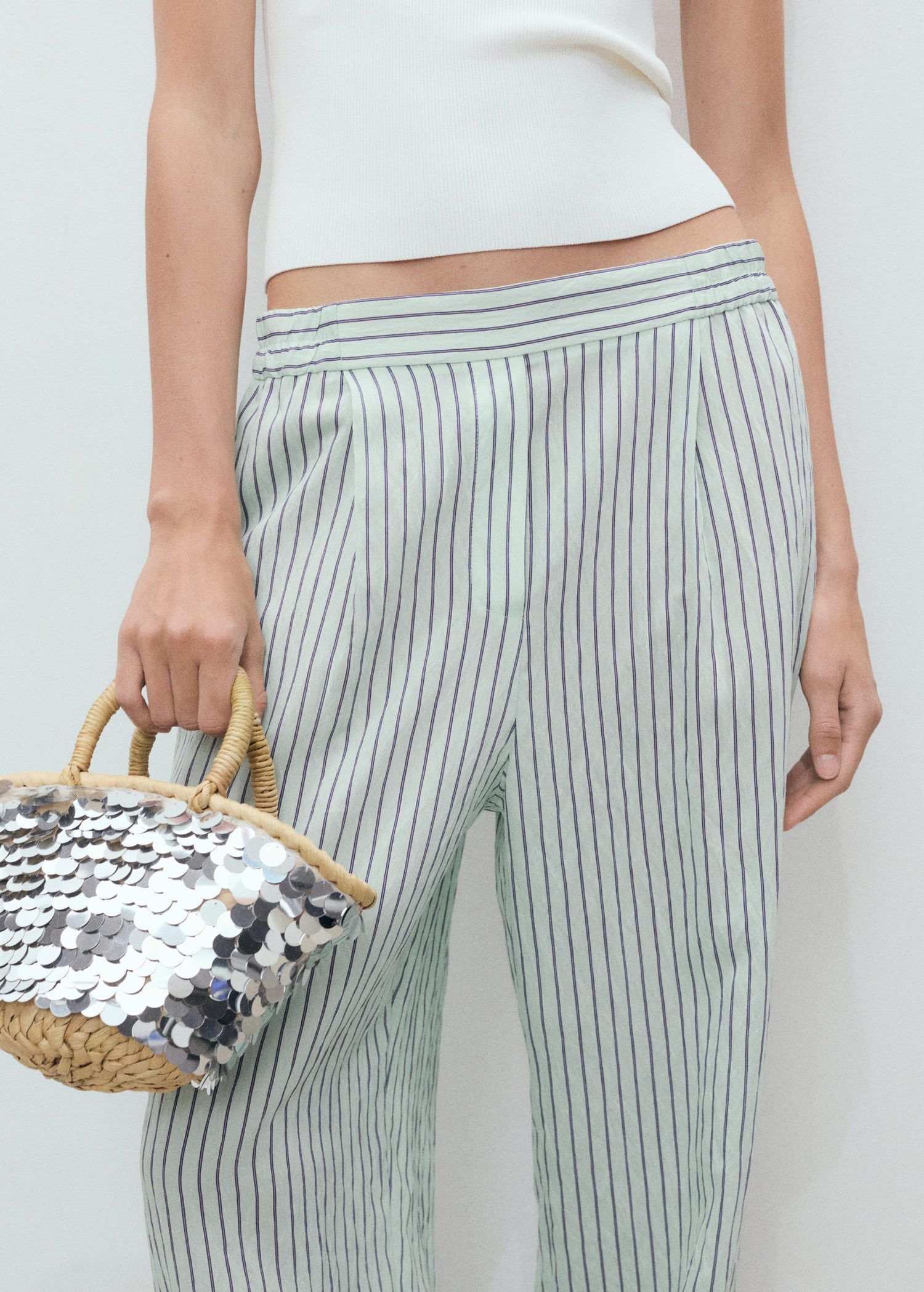 Low-rise striped pants