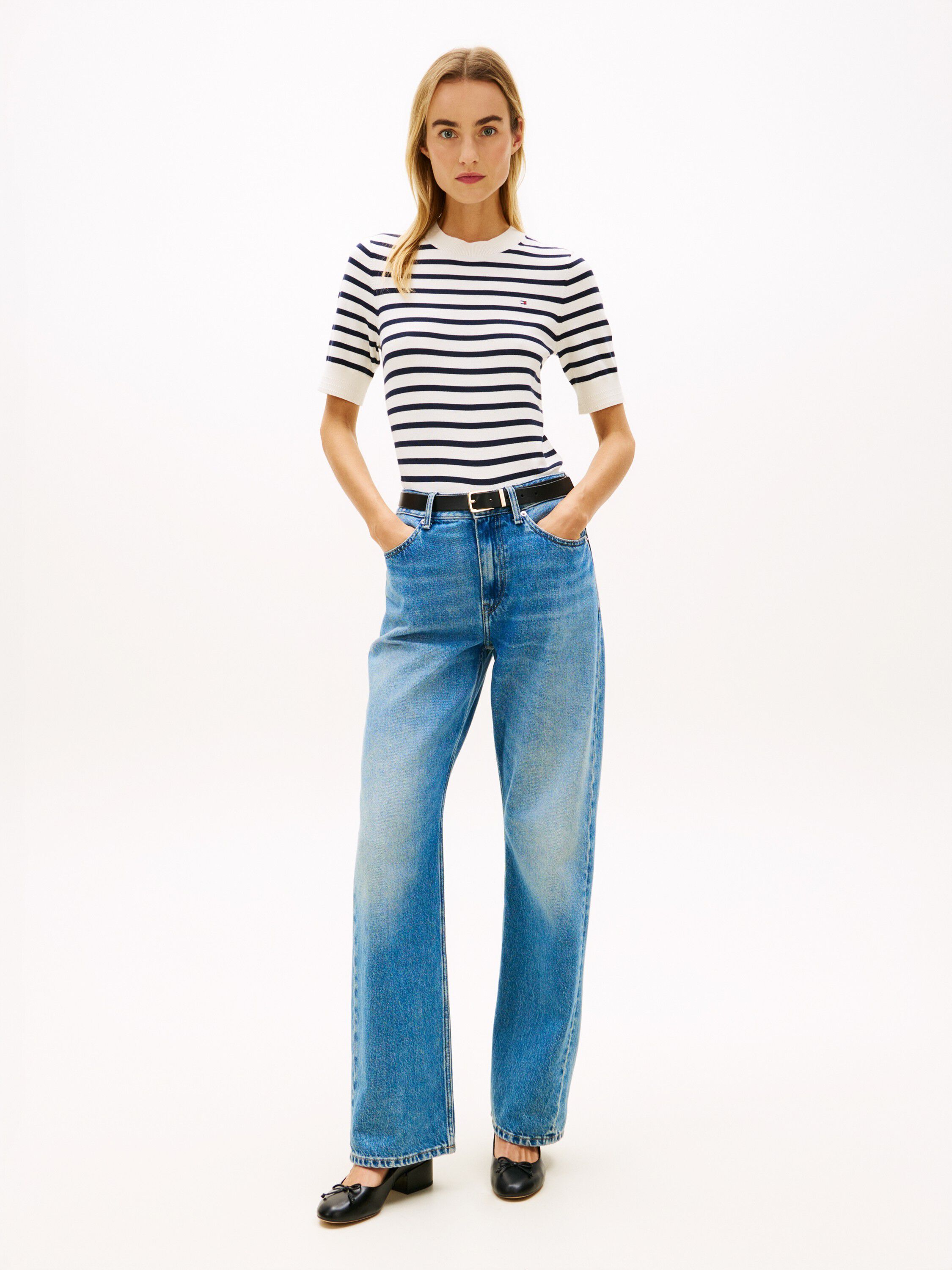 Fine Knit Jersey Short Sleeve Jumper