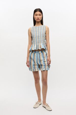 Ombre Stripe Ruffle Shorts