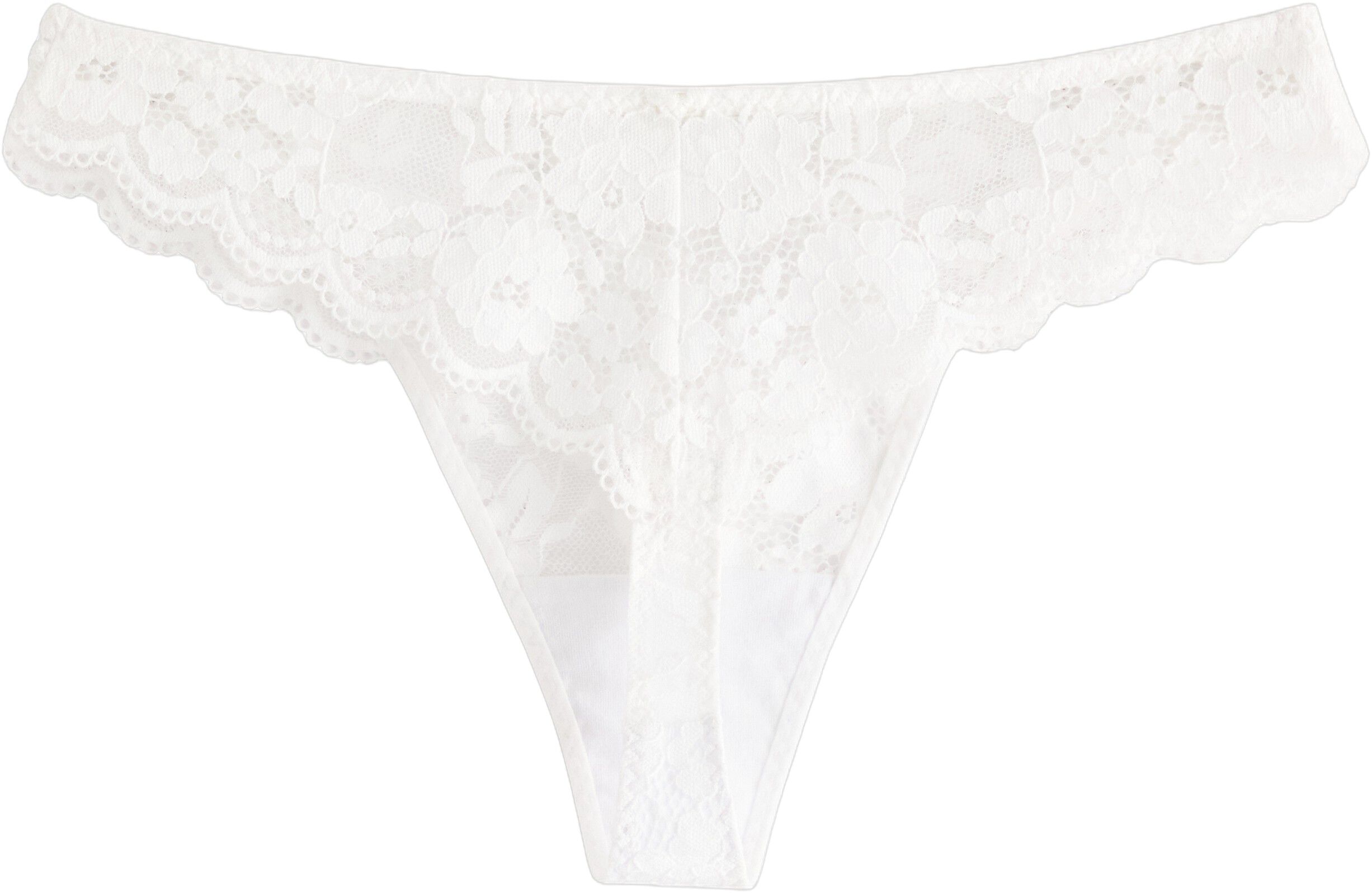 Lace thong with a regular waist.
