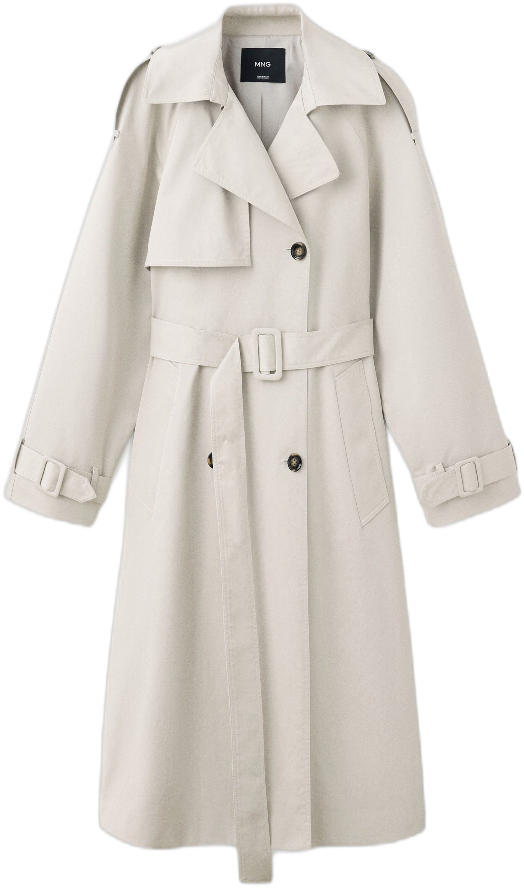 Long double-breasted trench coat