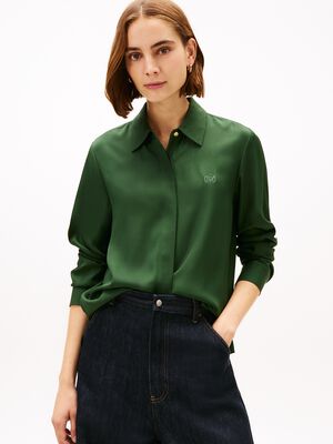 Regular Fit Concealed Placket Twill Shirt