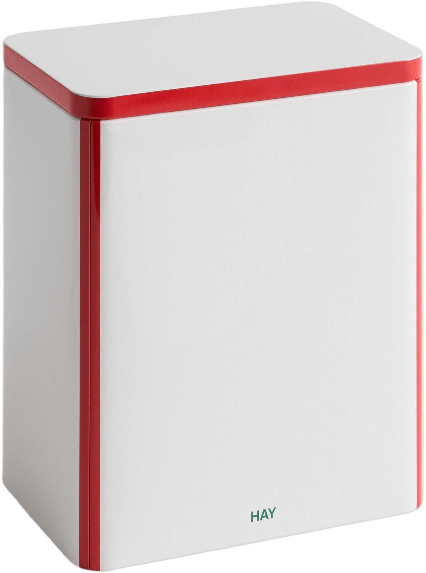 Tin Container-Large-Off-white and red