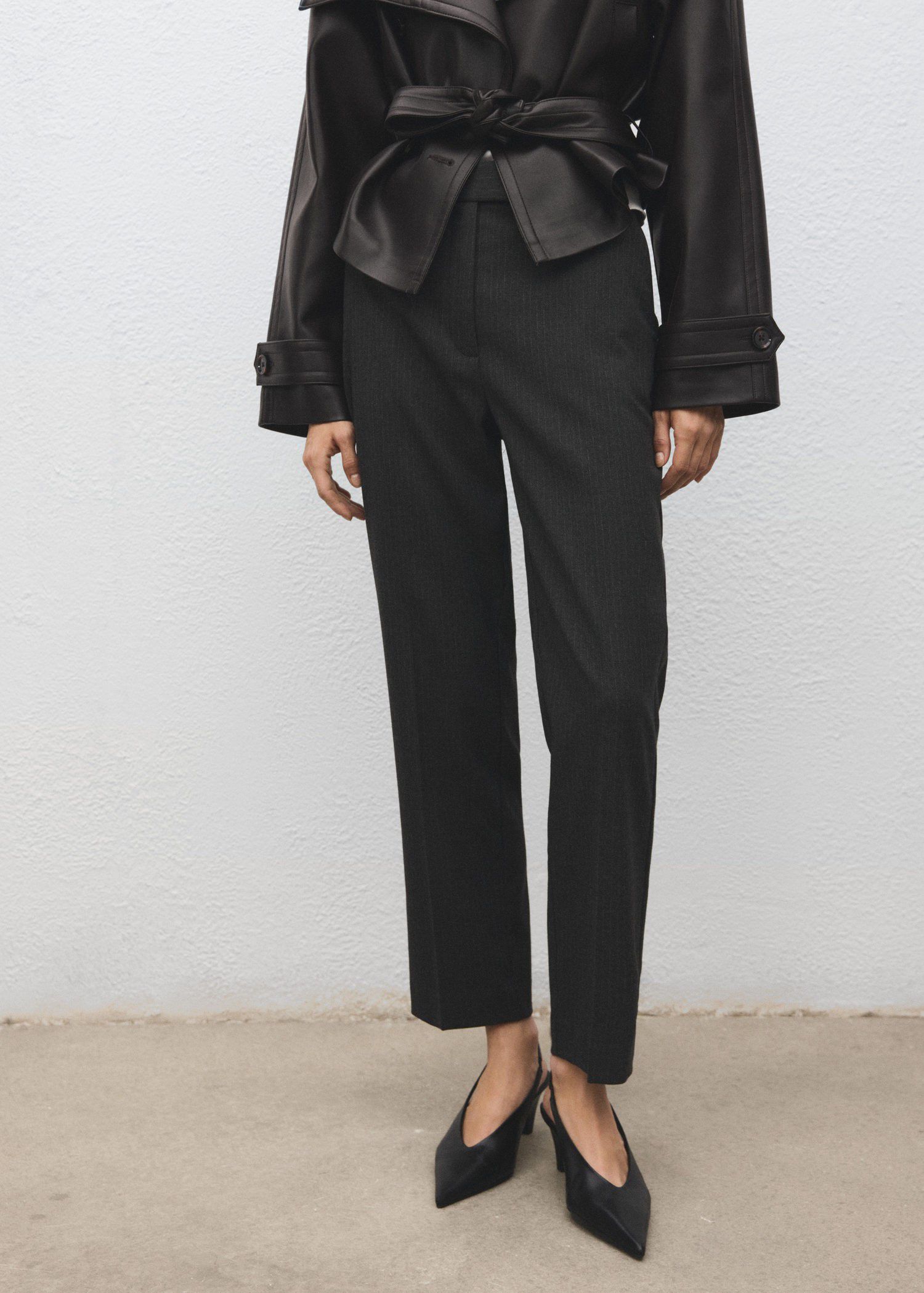 Slim cropped pinstripe trousers