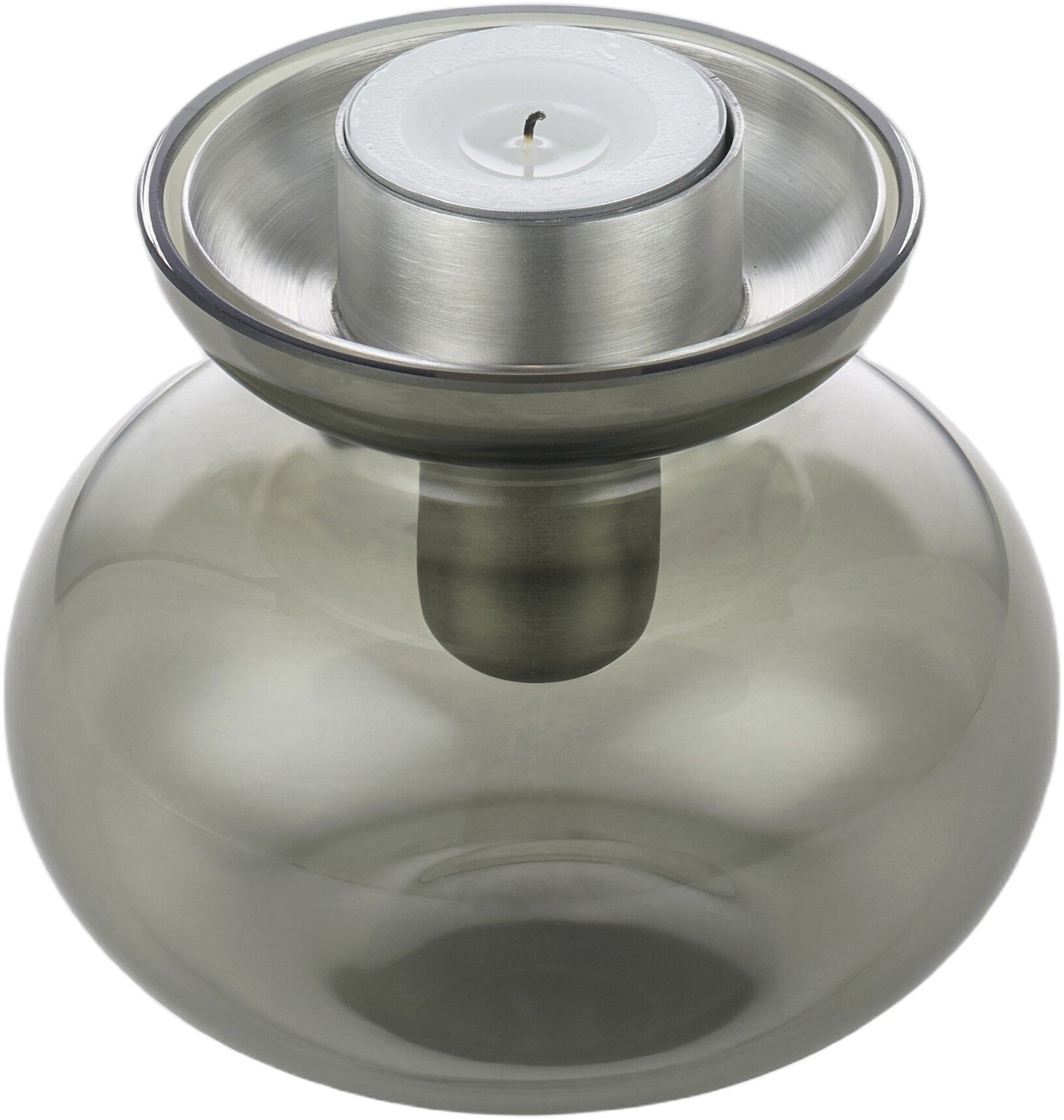 Vas/Ljusstake Inu 11 x 10 cm Smoked Grey/Steel
