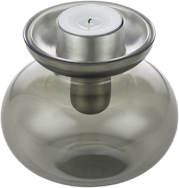 Vas/Ljusstake Inu 11 x 10 cm Smoked Grey/Steel