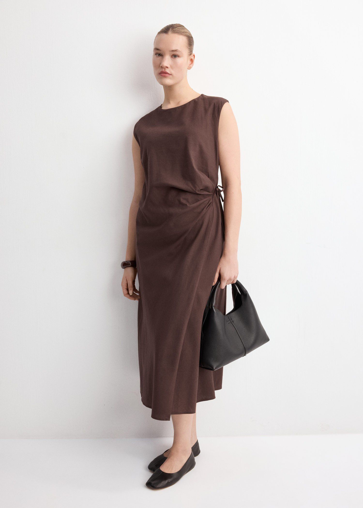 Wrap midi-dress with knot