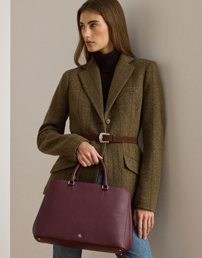 Crosshatch Leather Large Hanna Satchel