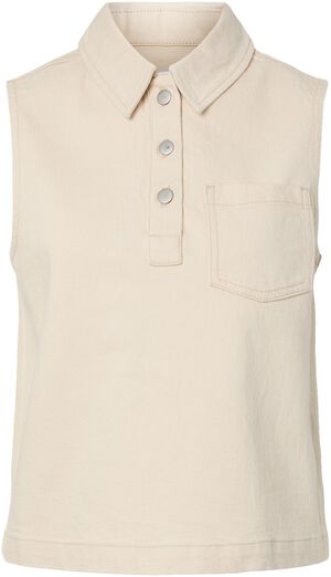 PCGRACE SL DENIM POLO TOP BC