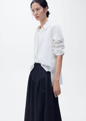 Flared denim skirt