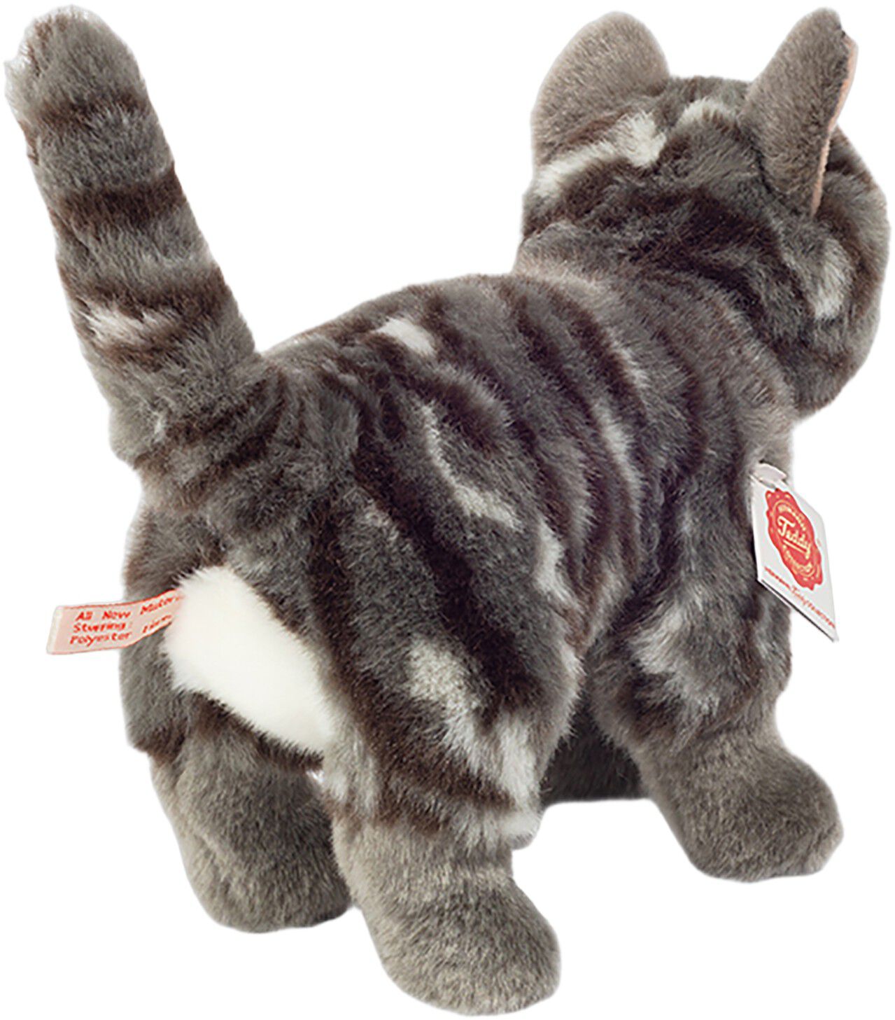 Teddy Hermann - St&aring;ende kat gr&aring;stribet 20 cm