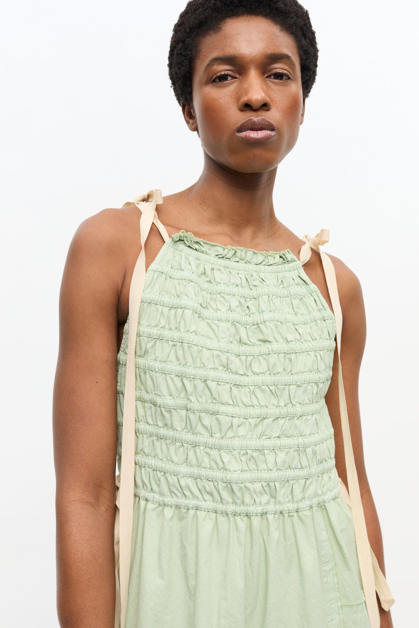 Patchwork Cotton Twill Maxi Smock S