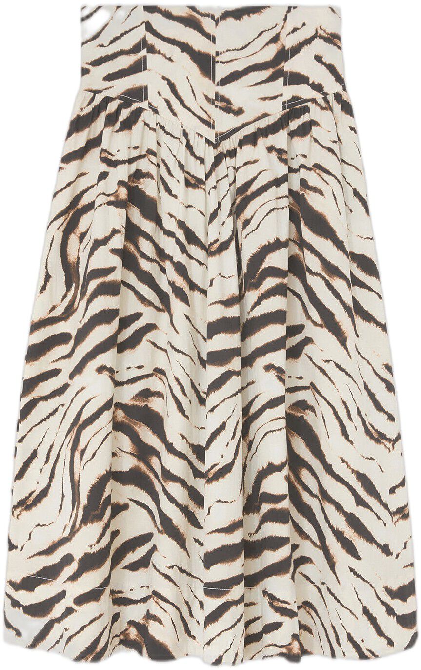 Printed Stretch Cotton Long Skirt