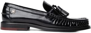 New York Label Shiny Leather Tassel Loafers