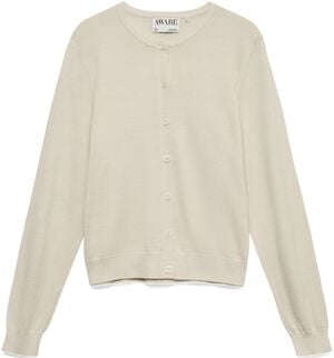 AWCARA LS O-NECK WOOL CARDIGAN