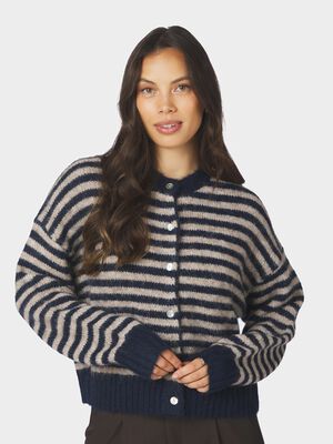 Isana Stripe Fluffy Knit Cardigan