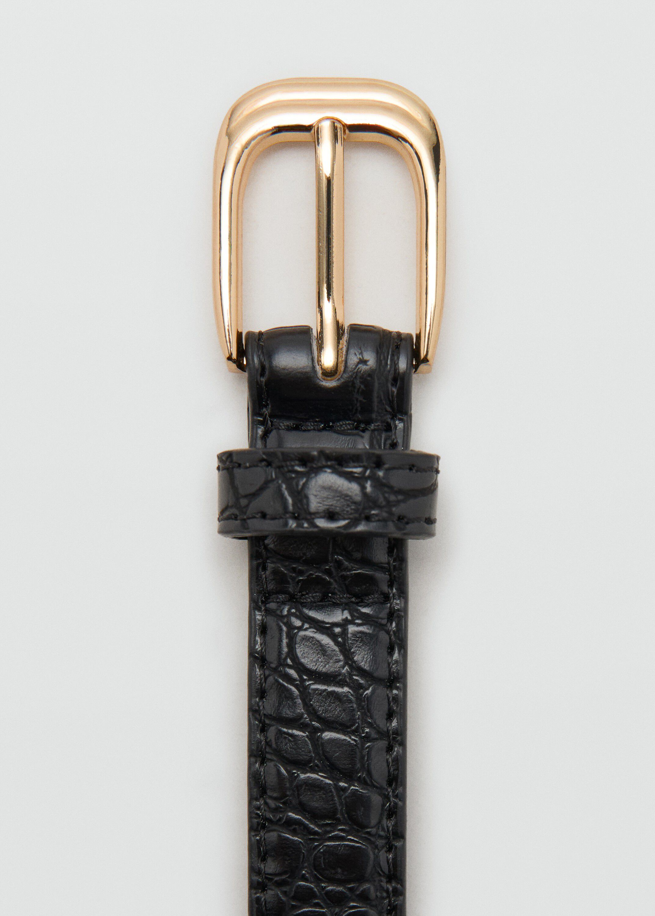 Thin faux crocodile leather belt