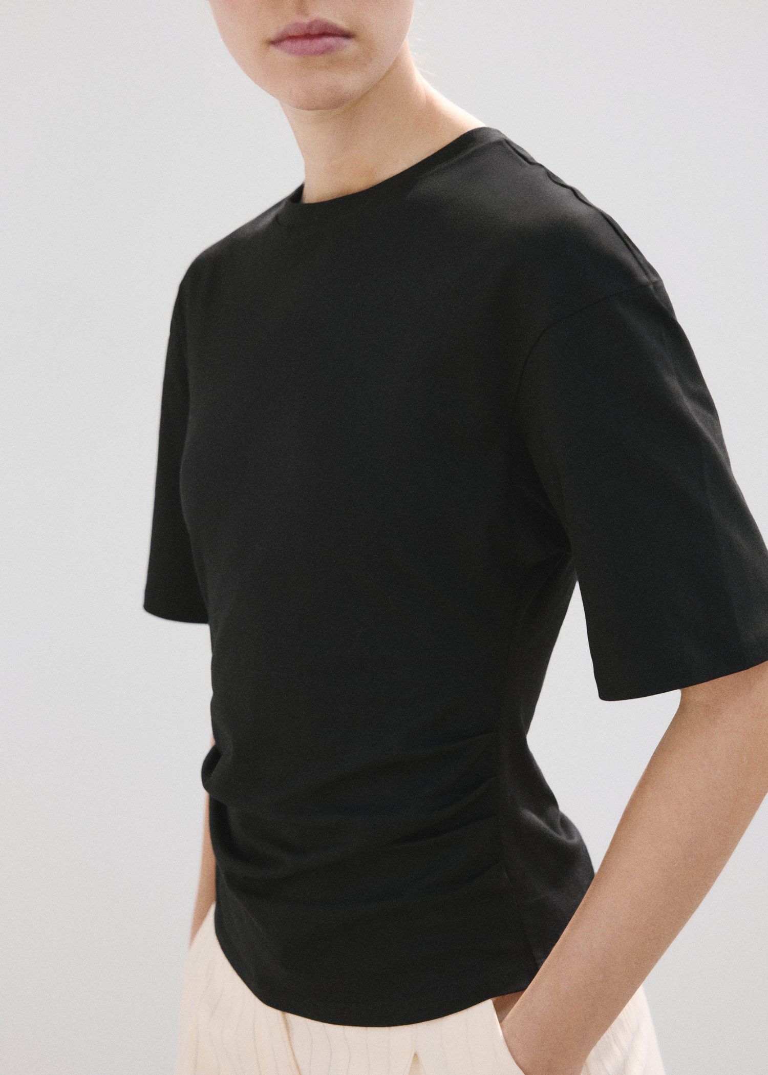 Cotton t-shirt with pucker detail