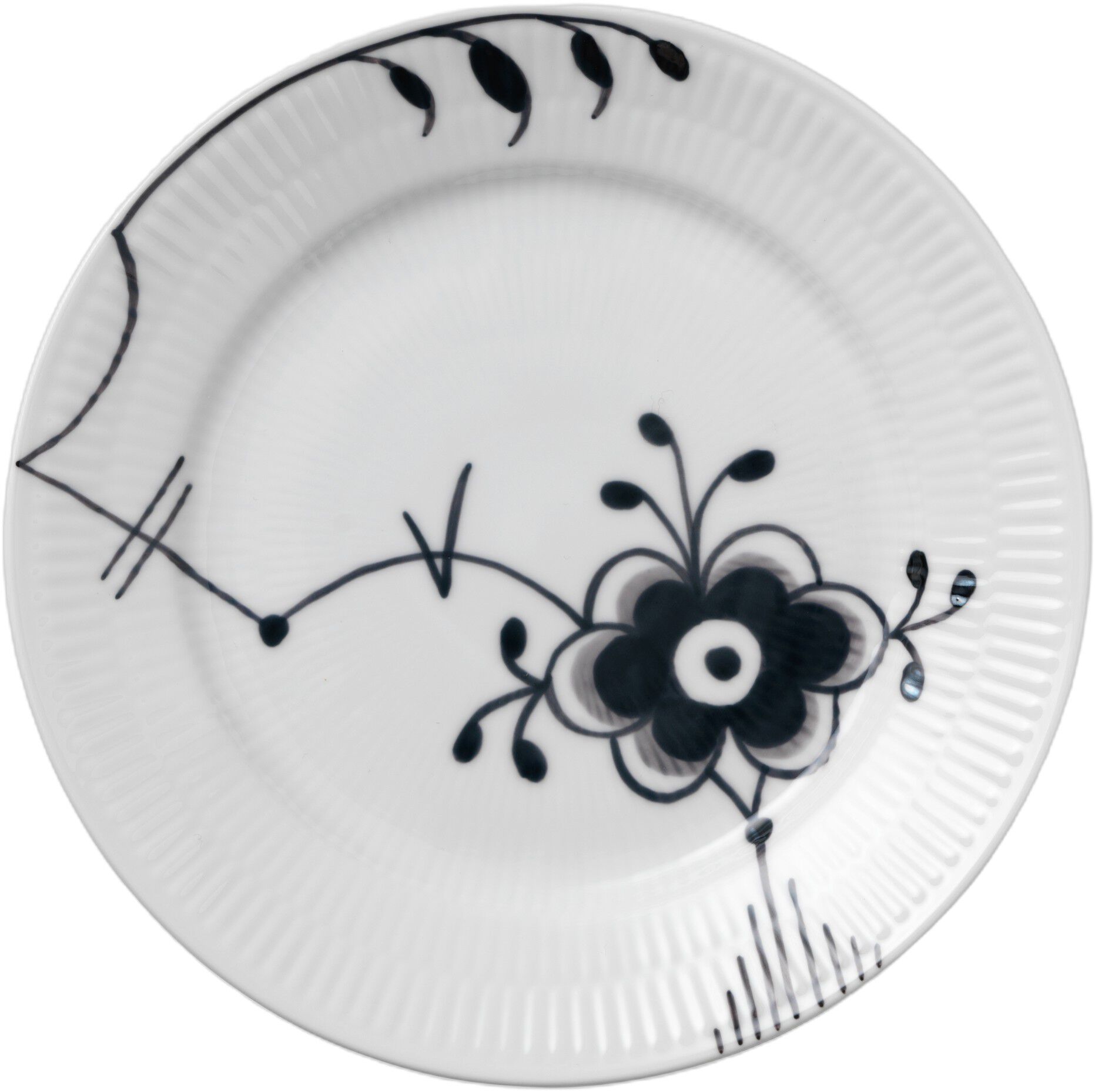 Black Fluted Mega 19 cm tallrik dekor nr. 6