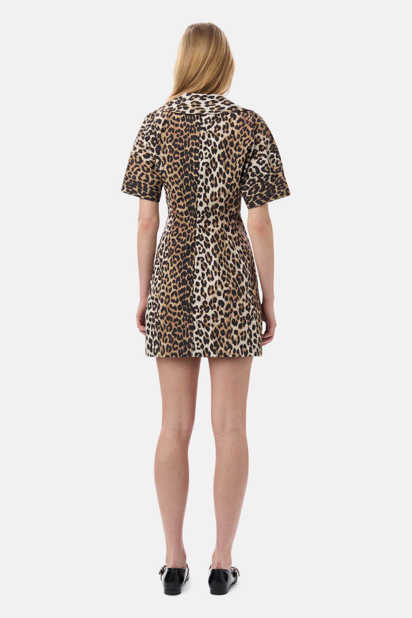 Printed Cotton Wrap Mini Dress