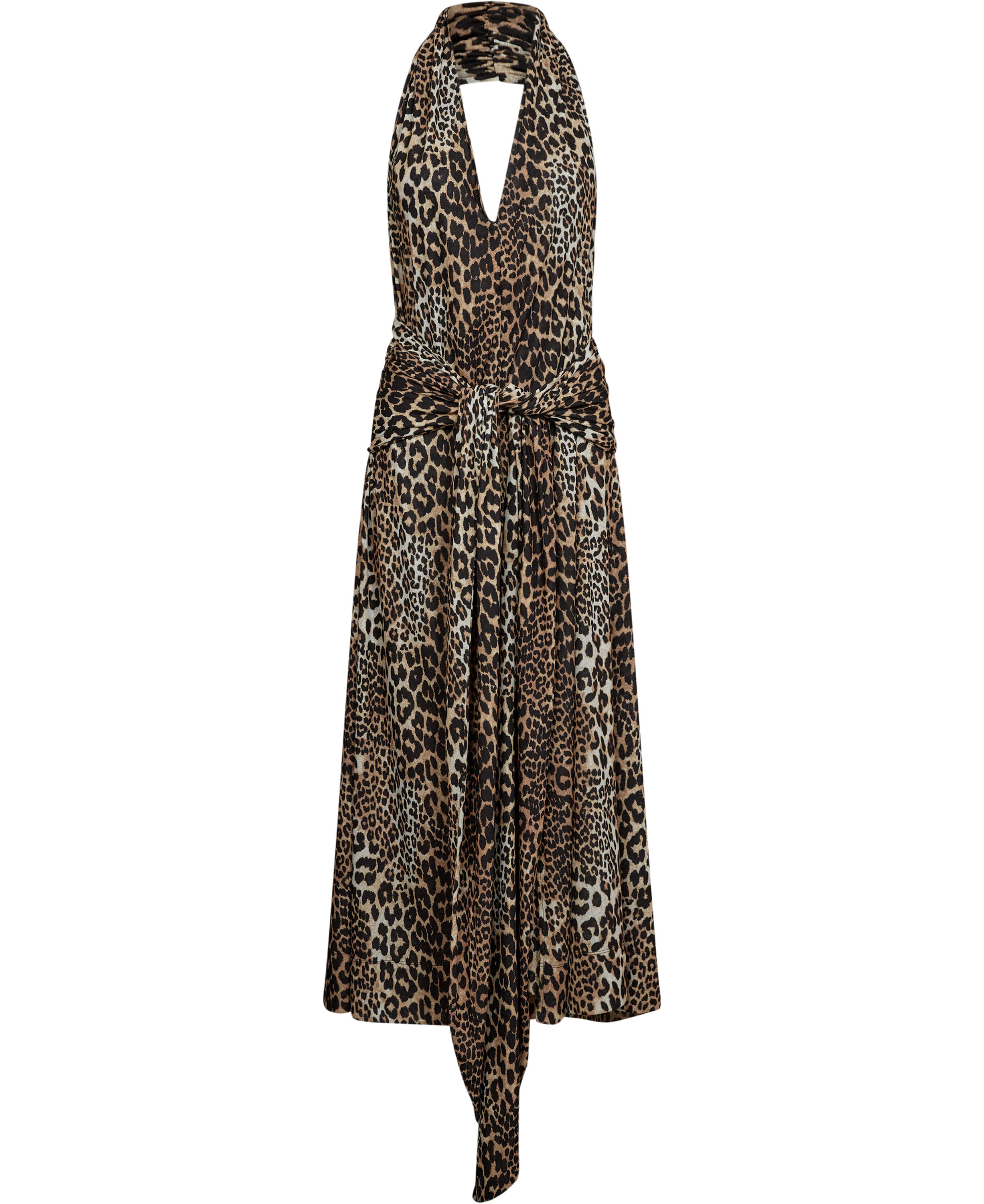 Printed Marl Mesh Halter Neck Long