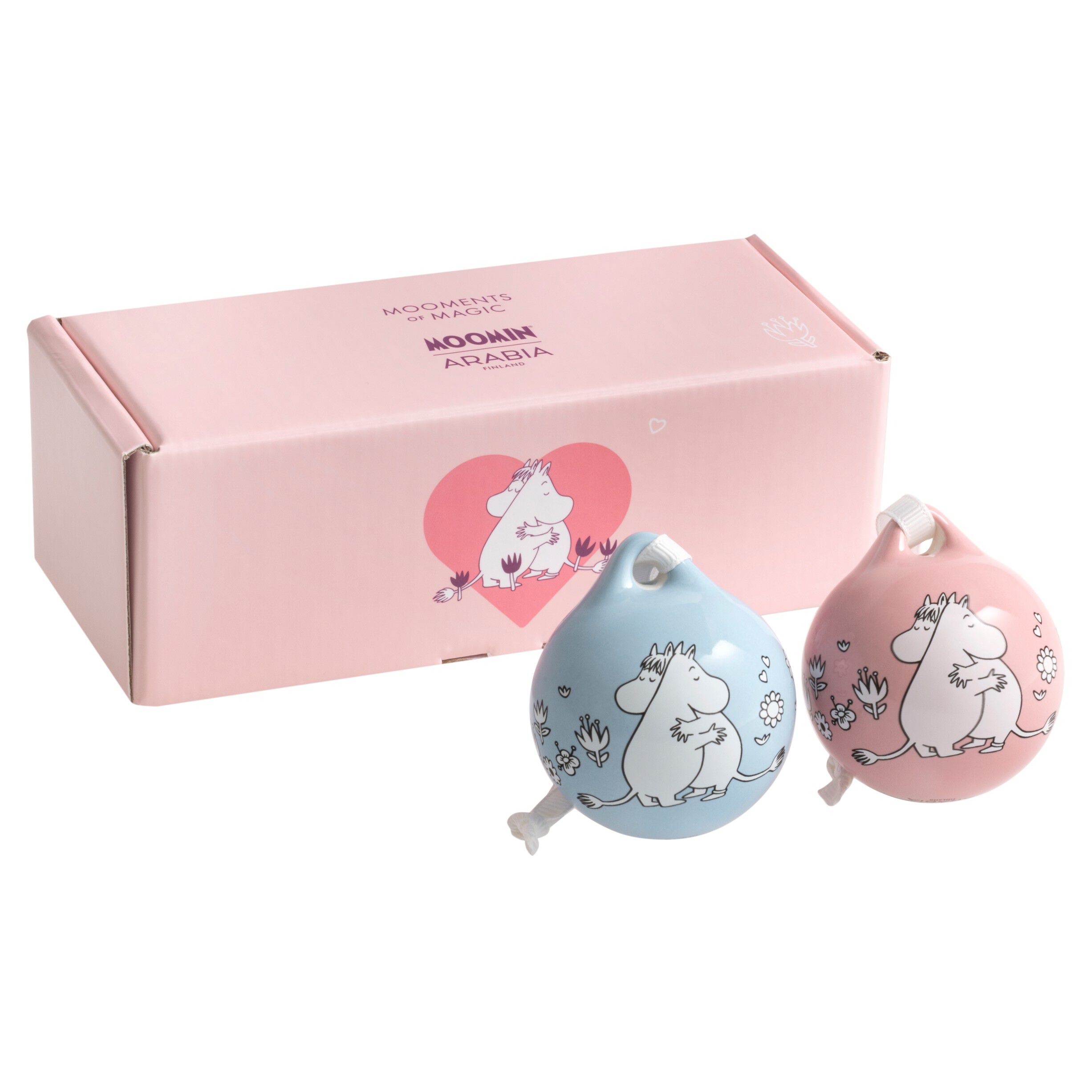 Moomin kugle 50 mm Love pink & blue, 2 stk.