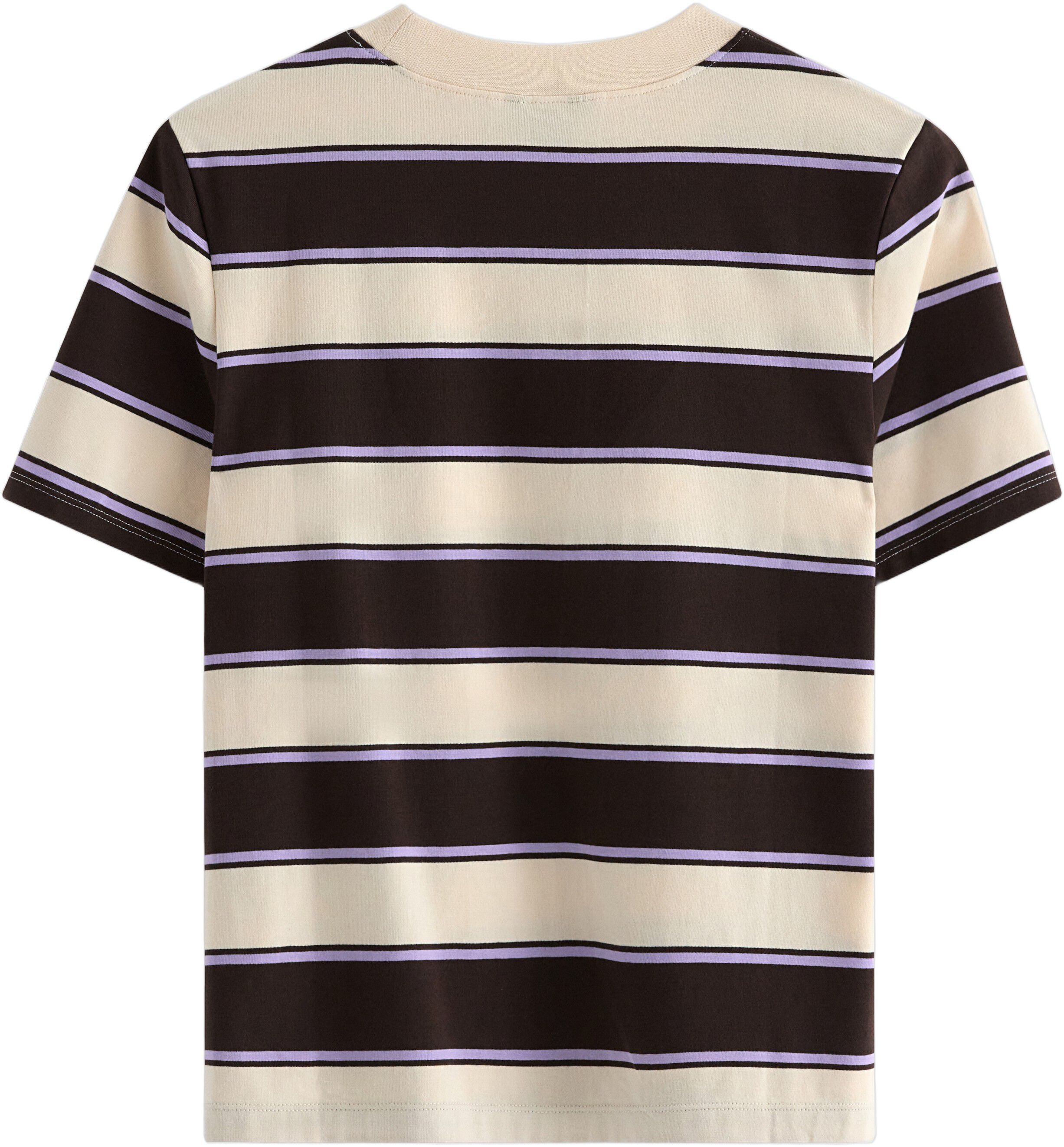 Stribet t-shirt i bl&oslash;d bomuld med l