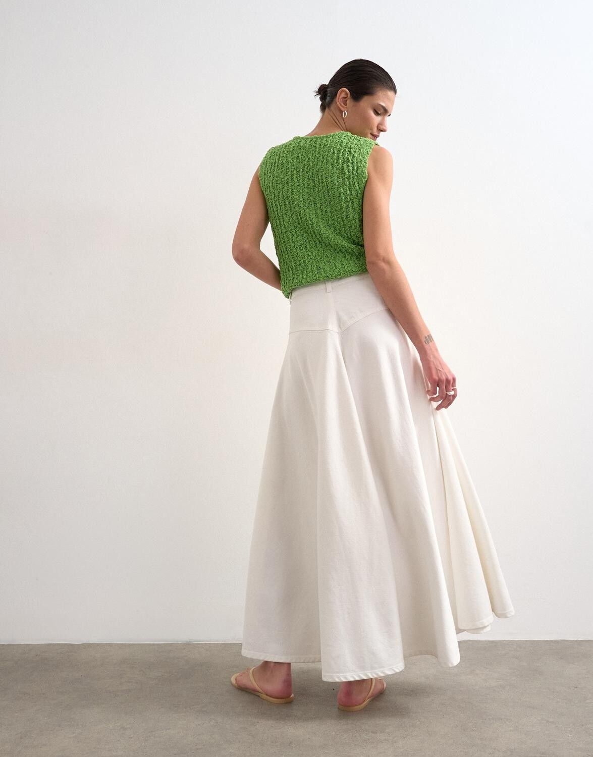 Tserin Denim Maxi Skirt Wh