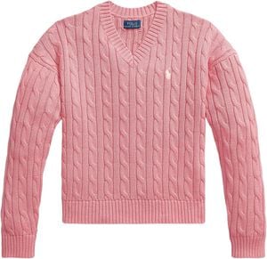 Cable-Knit Cotton V-Neck Sweater Teens