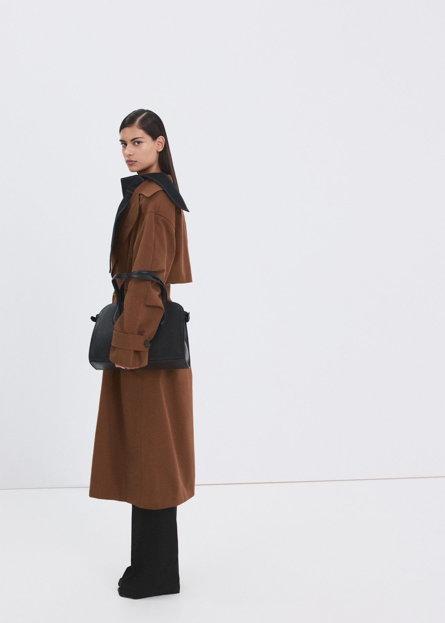 Long double-breasted trench coat