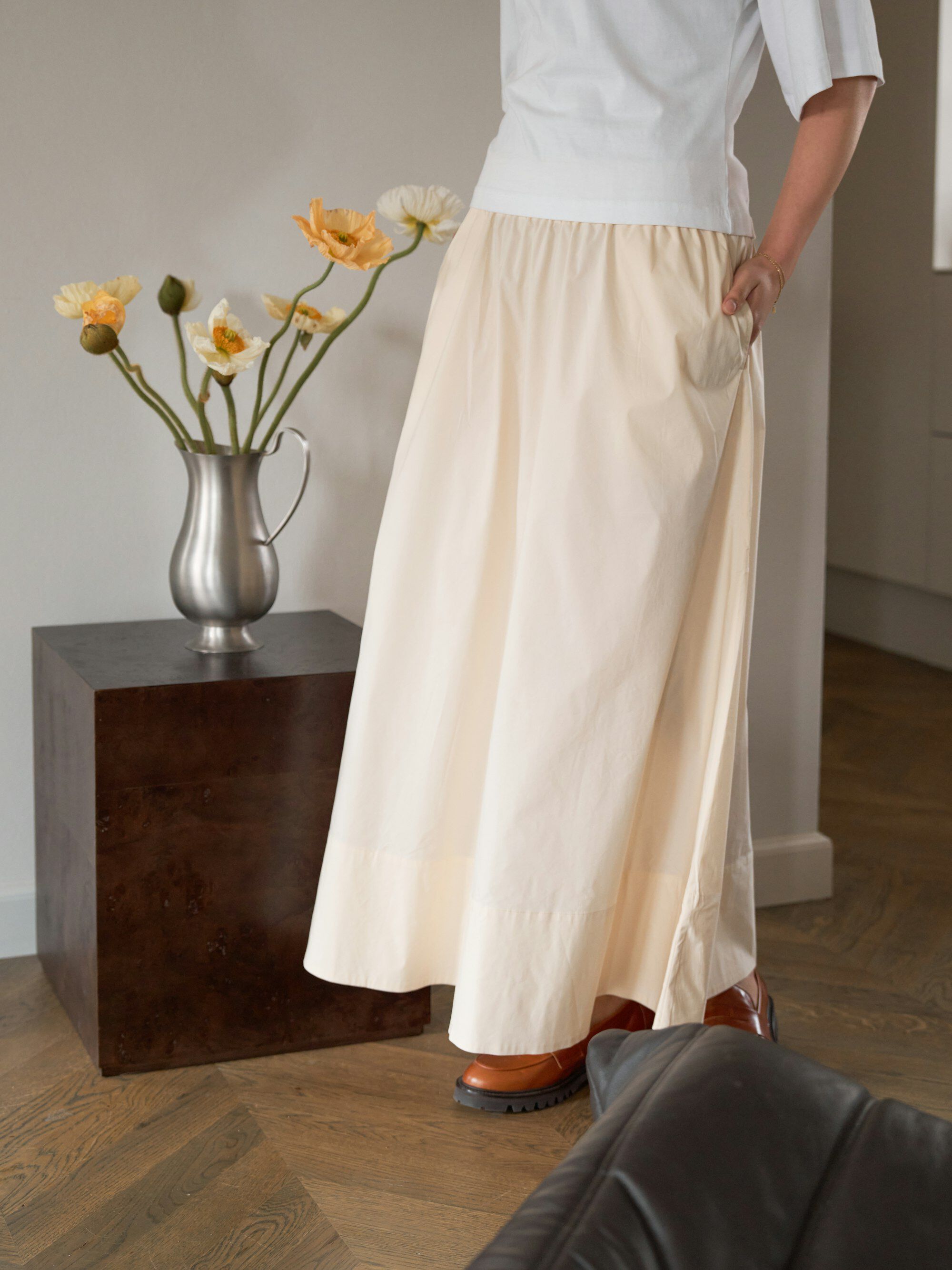 Yara Long Poplin Skirt