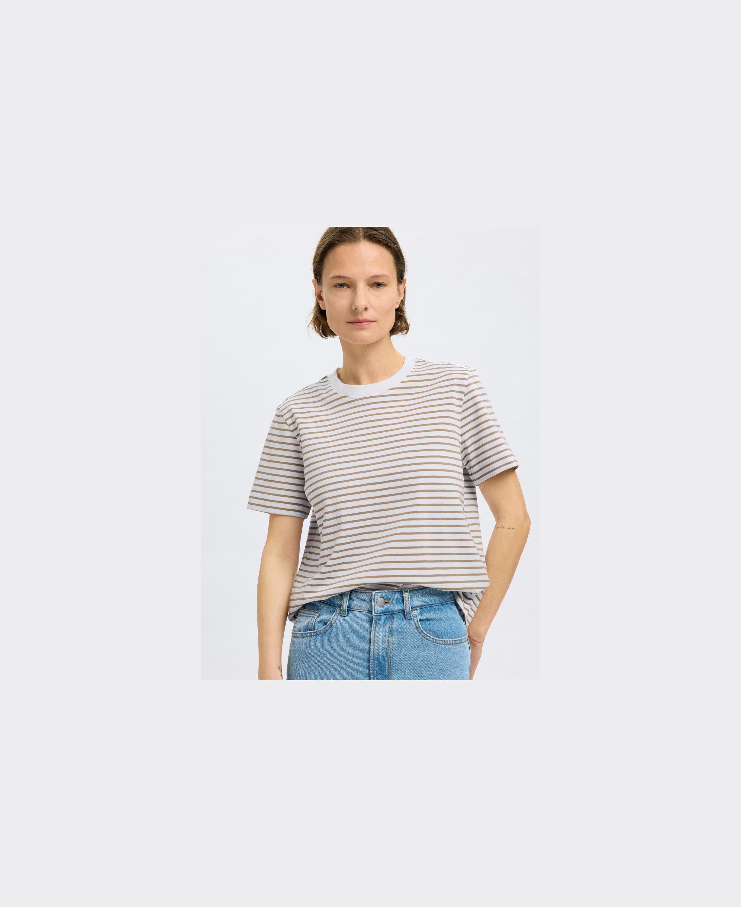 SLFESSENTIAL SS STRIPED BOXY TEE NO